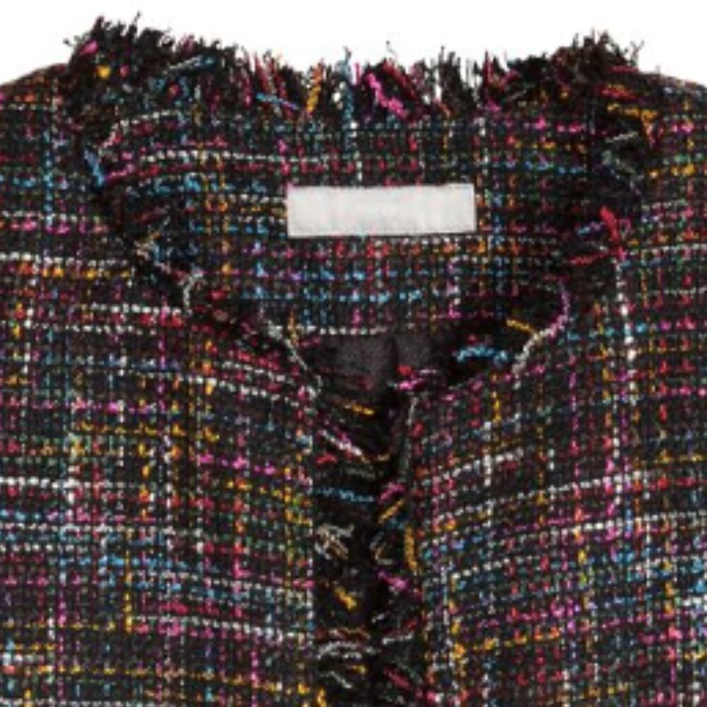 H& M Tweed Woven Textured Raw, Frayed Edge Short Jacket Size 6 NWT - Picture 7 of 14